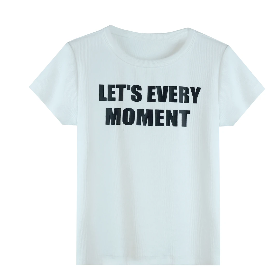 DFER【恋恋】时尚休闲百搭女士印花圆领打底春季简约韩版短袖T恤