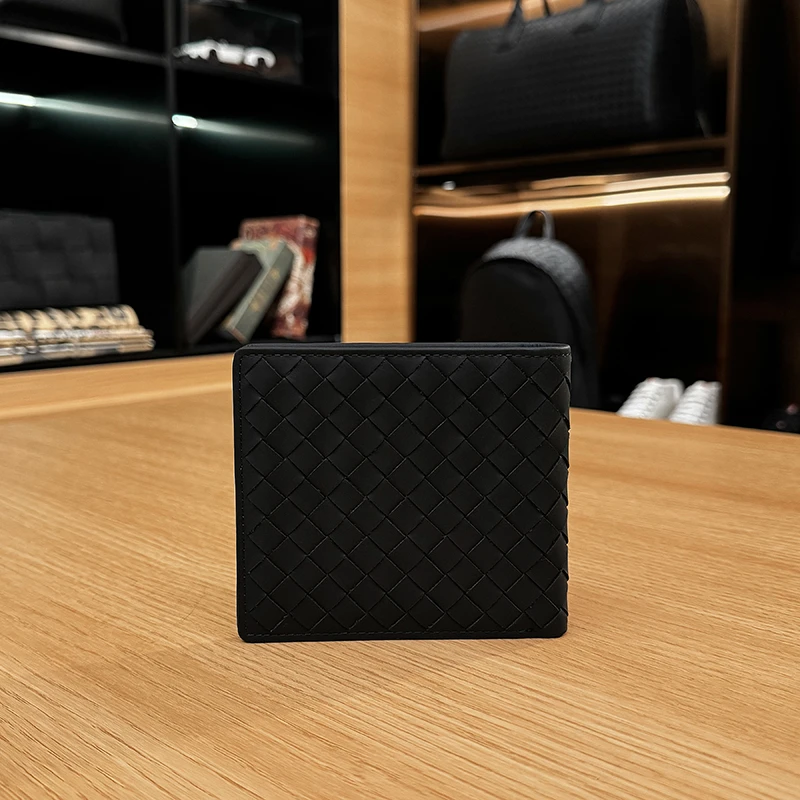 BOSOM VARVLE BV【胎牛皮】头层牛皮手工编织经典便捷式零钱包手包