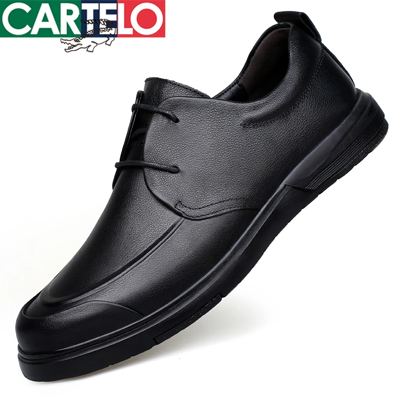 CARTELO/卡帝乐鳄鱼真皮男士男款皮鞋系带透气软底百搭舒适商务