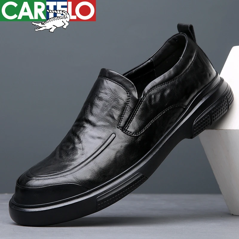 CARTELO/卡帝乐鳄鱼男鞋男士皮鞋百搭透气软底休闲鞋商务中老年