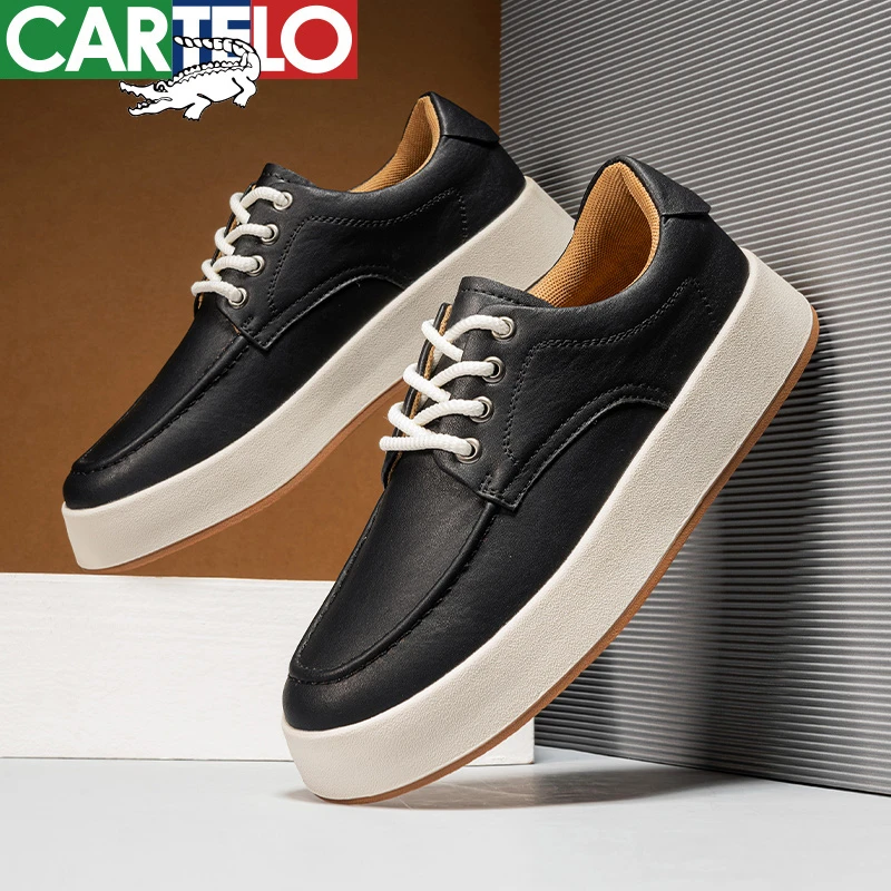 CARTELO/卡帝乐鳄鱼男士板鞋时尚舒适百搭软皮软底休闲鞋潮鞋低帮