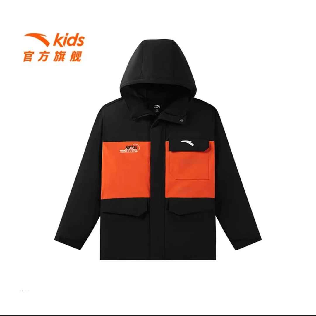 流光风安踏童装25年冬款男大童短款防风保暖宽松运动羽绒服3691