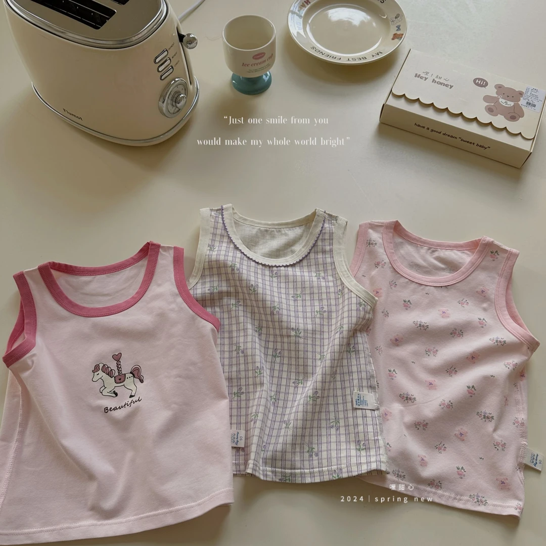 【嘿甜心】儿童四季莱卡女童可爱小背心~礼盒三件装-30019