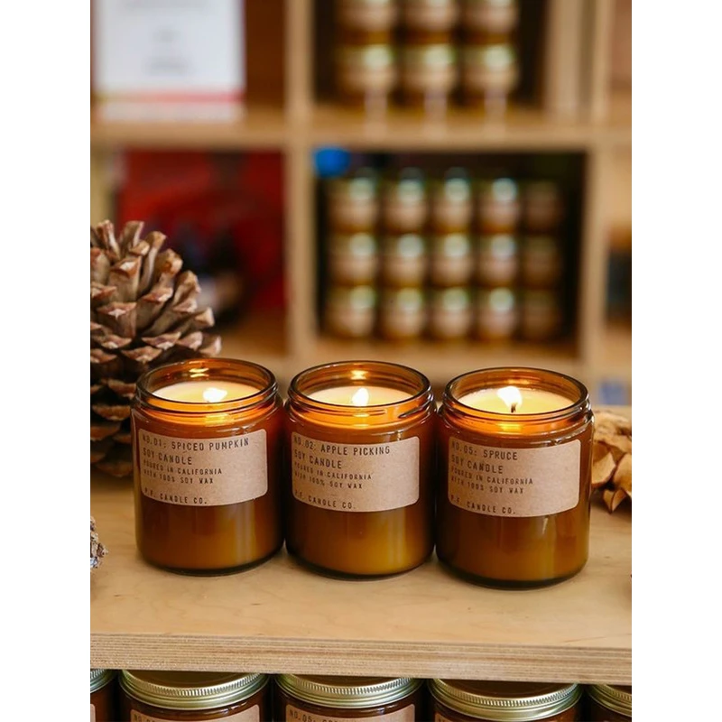 美国pf candle香薰蜡烛柚木琥珀苔藓送人香氛圣诞节伴手礼