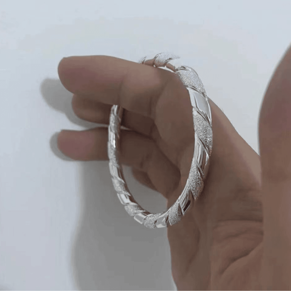 足银手镯 14 女纯银9999光面推拉实心简约素圈年轻款送女友礼物