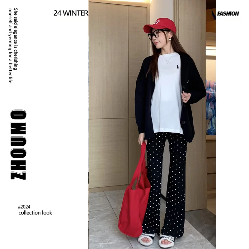 【拯救单调】2024年新款孕妇装秋冬针织毛衣外套+显瘦托腹裤喇叭裤