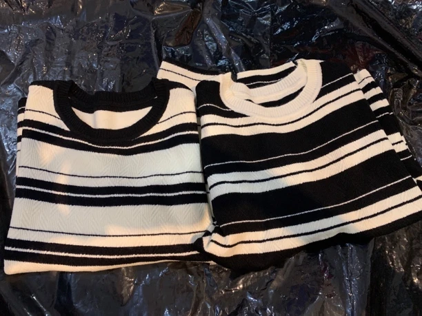 条纹极简风女毛针织衫夏季洋气黑色百搭韩版时尚网红秋冬长袖