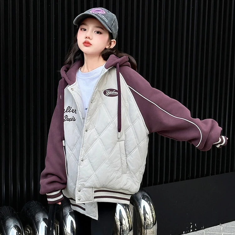 女童加厚外套秋冬2024新款加锦中大童棉衣洋气冬季学生外穿棉袄