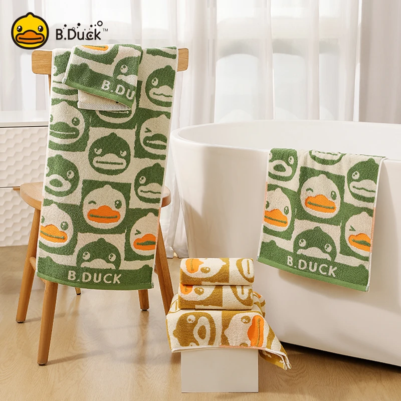 B.Duck小黄鸭100%纯棉时尚男女家用洗澡款吸水卡通成人沐浴毛巾