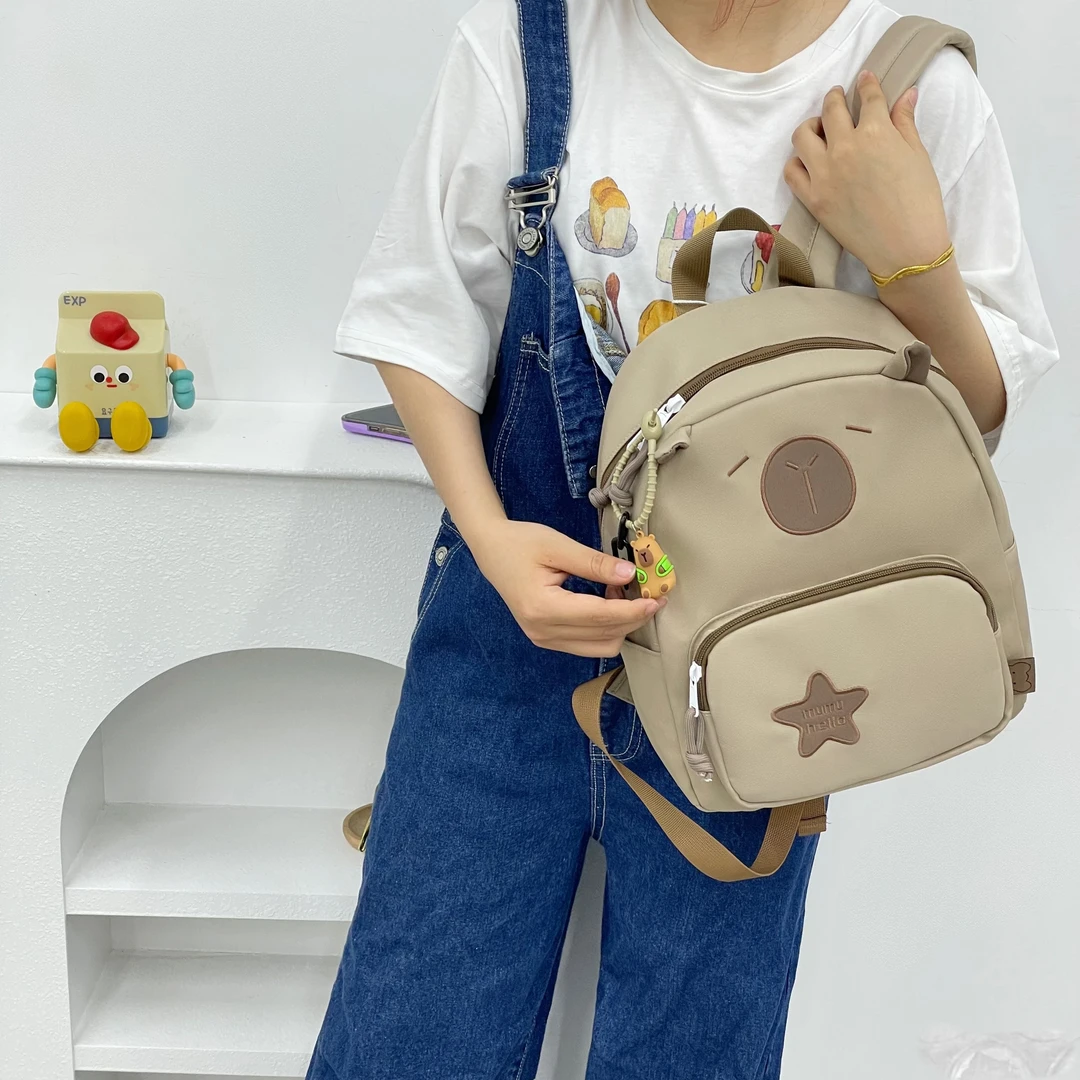 新款幼儿园书包出游旅行包卡皮巴拉双肩包可爱大学生背包旅行背包