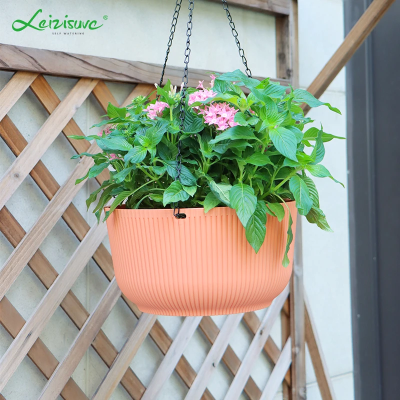 垂吊吊兰花盆悬挂式塑料藤编吊篮多肉植物挂壁绿萝常春藤大号加厚