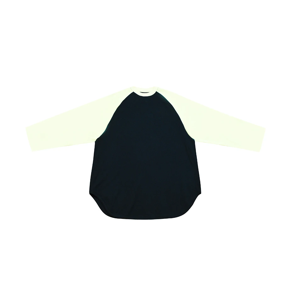 插肩袖撞色T新款 休闲拼色圆领套头圈圈棉百搭打底长袖