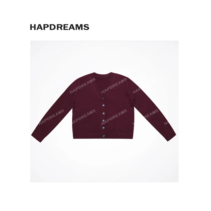 V领毛衣开衫 秋冬纯色简约休闲100咩咩长袖