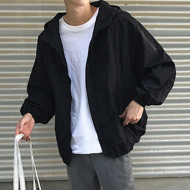 港风休闲运动外套男ins原宿潮流男士大码宽松连帽夹棉棒球服夹克