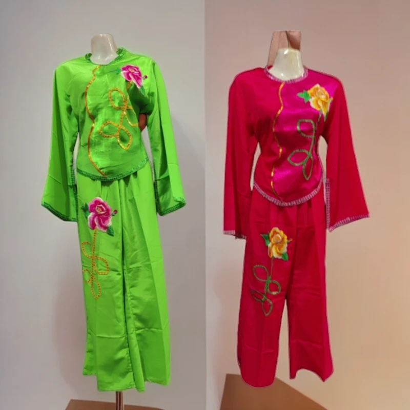 民族秧歌服中老年广场舞服扇子舞服女古典舞蹈亮片吊坠优惠特卖款