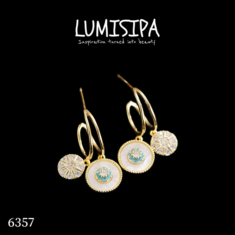 铜合金耳饰 「塔塔尼」海的女儿925银针个性时尚锆石微镶耳环6357