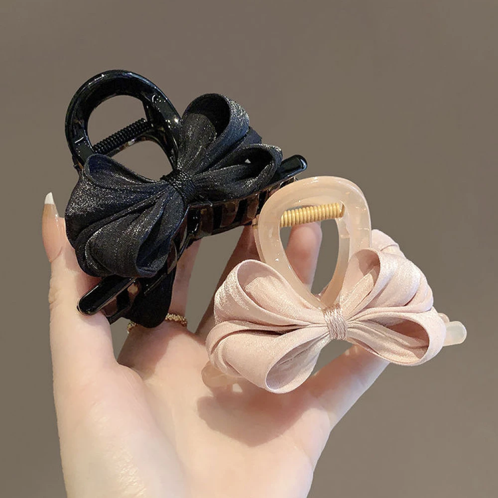 森系简约蝴蝶结发夹女后脑勺半扎抓夹仙美气质发抓高级感鲨鱼夹