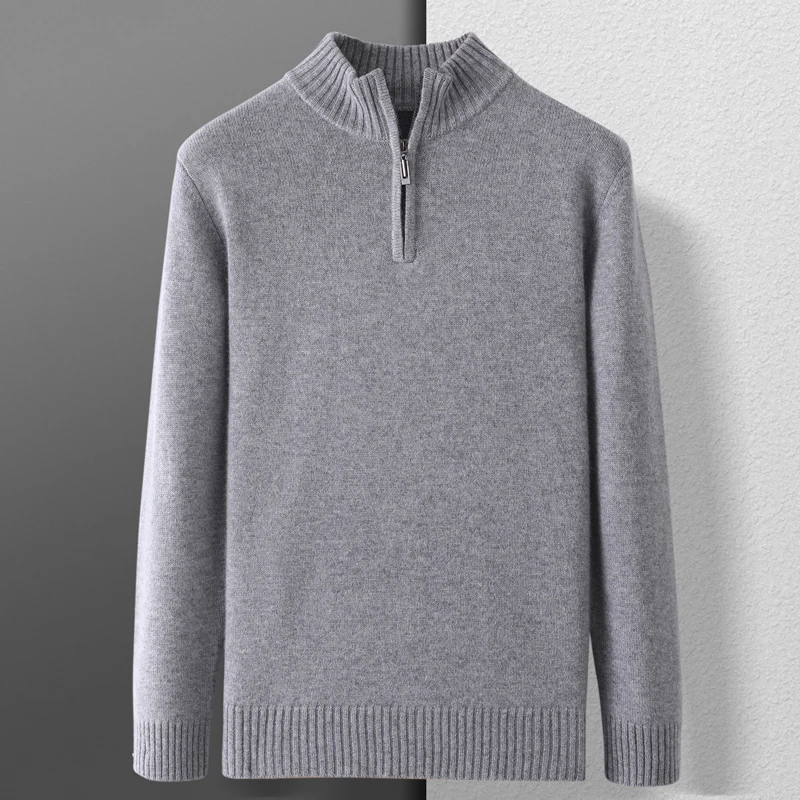 【男士山羊绒加厚】半拉链款针织长袖休闲时尚百搭宽松纯色6607