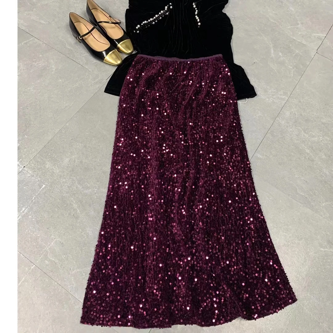 T6609秋冬款轻奢亮片鱼尾版半裙