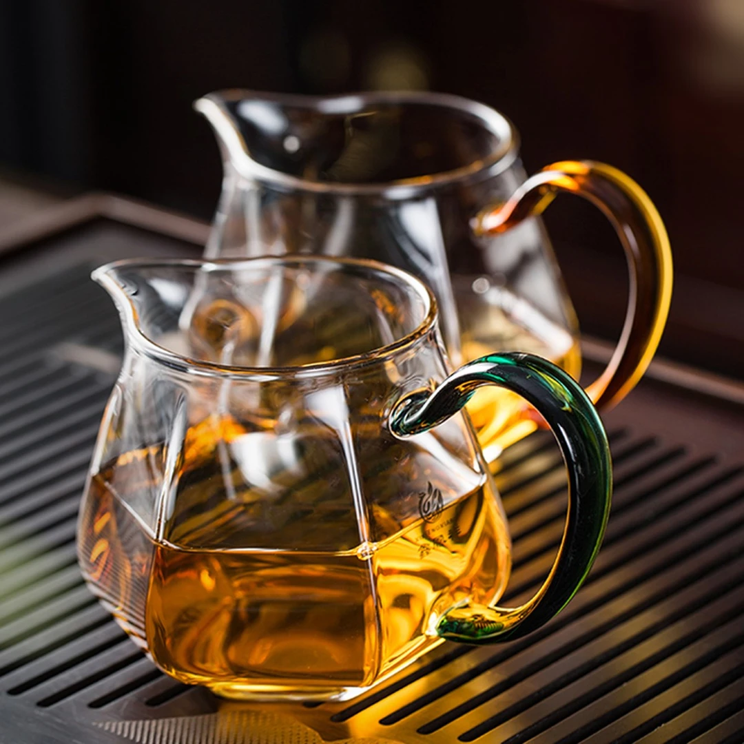 漫佳 六角色把公道杯 高透耐热玻璃 鑫凤祥 ≈400ml