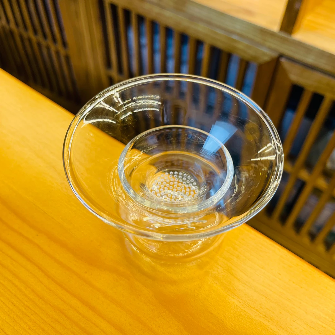 漫佳 激光冲孔玻璃茶滤 观山底托杯 创意过滤茶叶滤茶器 功夫茶漏