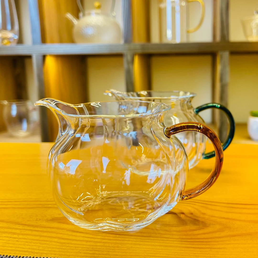 漫佳生活 南瓜型创意公道杯 高透耐热玻璃 中式茶道分茶杯≈300ml