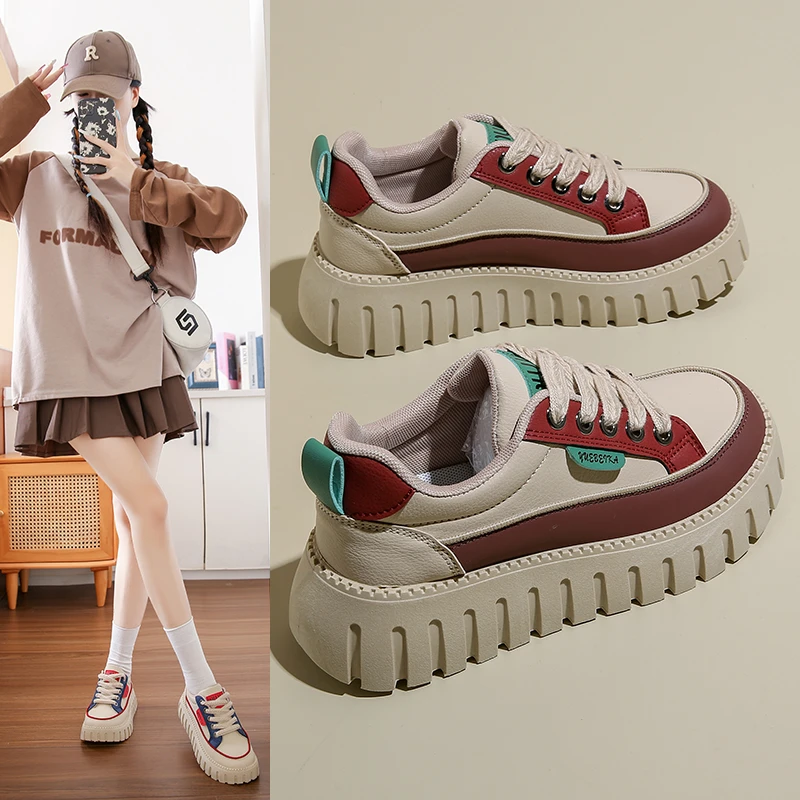 2024秋季新款潮流厚底松糕鞋增高百搭韩版休闲运动鞋时尚女鞋