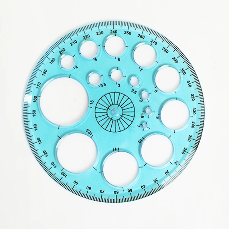 360度量角器中小学画大小圆量角数学多功能学生蓝色圆尺几何套尺