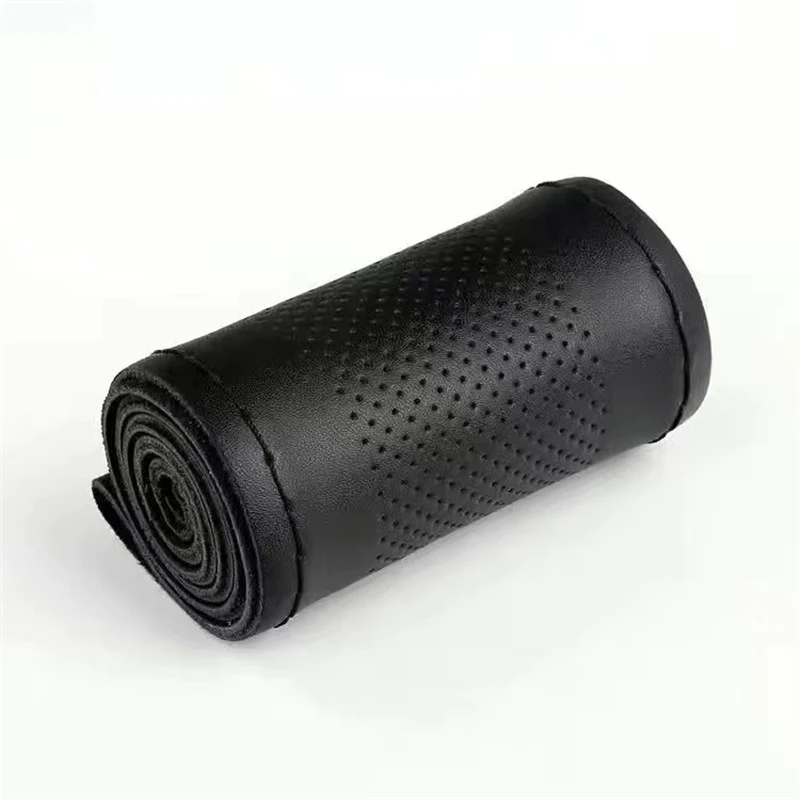 汽车方向盘套真皮手缝方向盘套男女四季通用型大众防滑把套柔软