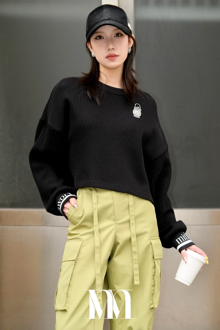 mithworld｜【不退不换】棉感粗针麻花面料短款卫衣