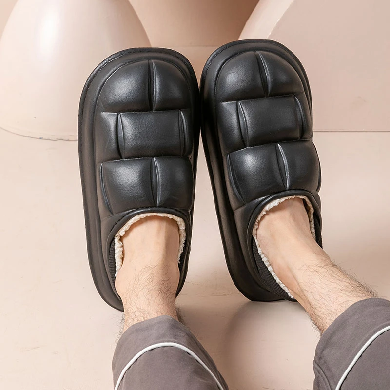 男士棉拖鞋家居2023新款秋冬季室内厚底防滑保暖家用女士防水棉鞋