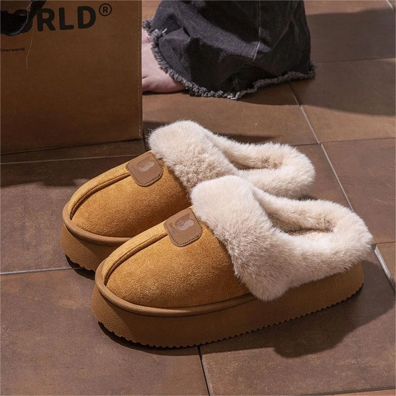 美拉德棉拖鞋女士冬天外穿拖鞋室内家居情侣家用厚底防滑保暖棉鞋