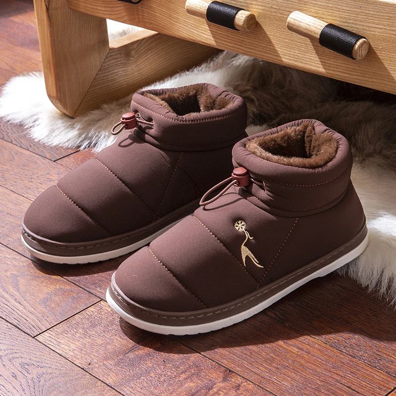 冬季老人专用棉鞋男家用加绒加厚防滑保暖包跟外穿中老年棉鞋男