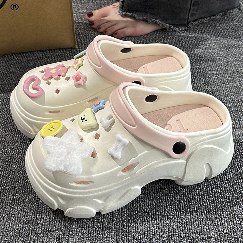 厚底洞洞鞋女款夏季2025新款爆款增高防滑防臭沙滩包头凉鞋女外穿