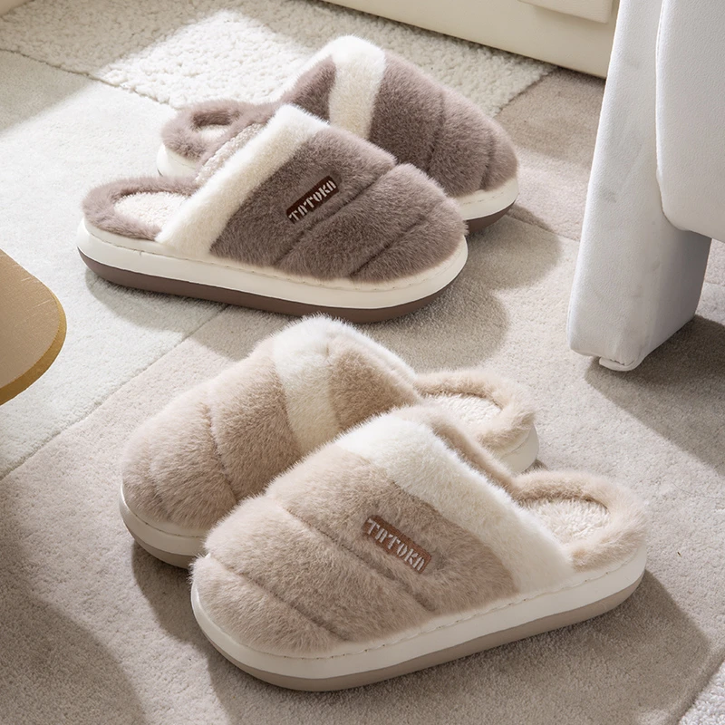 棉拖鞋女冬季情侣居家毛拖鞋防滑防臭厚底加绒室内保暖毛绒拖鞋男