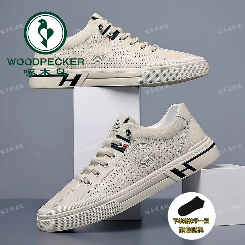 啄木鸟爆款夏季男鞋休闲百搭白色板鞋时尚网红潮流软底学生鞋子男