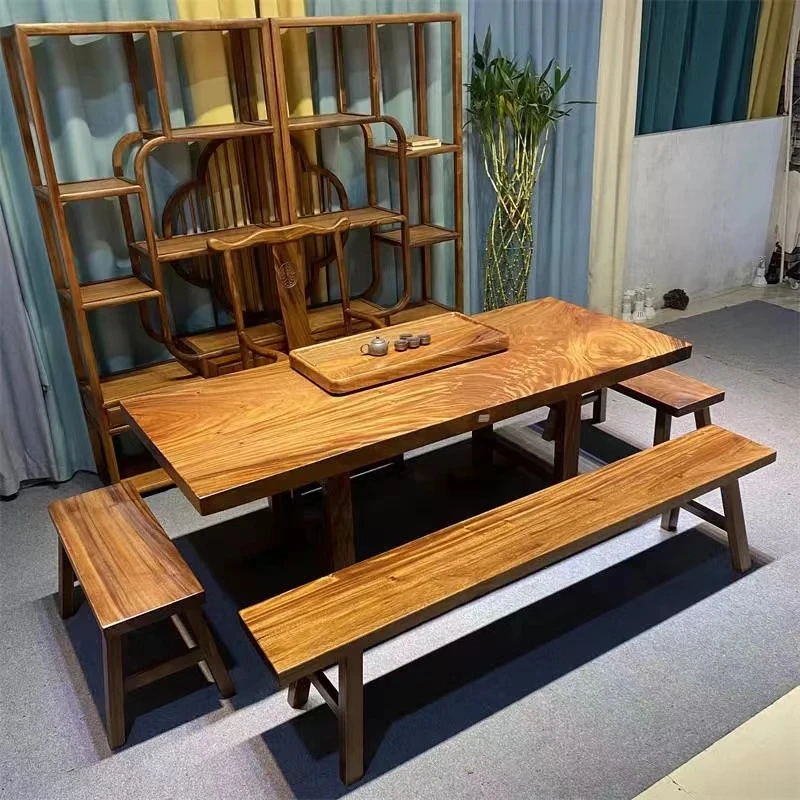 南美胡桃木茶桌 茶桌椅组合  独板花纹  直播间定制