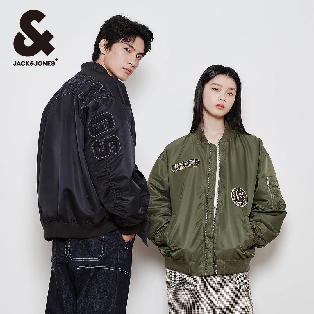 杰克琼斯秋季男士短款棉服飞行员夹克宽松舒适百搭棉衣外套潮男装