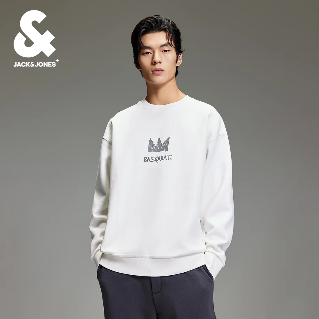 杰克琼斯秋季新款BSQ图案男卫衣舒适百搭高级宽松长袖套头衫男装