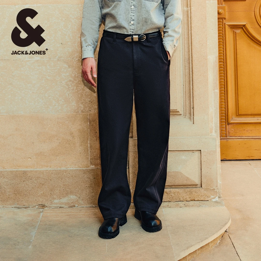 杰克琼斯秋男士休闲裤舒适百搭微弹舒适柔软通勤纯棉直筒长裤男装