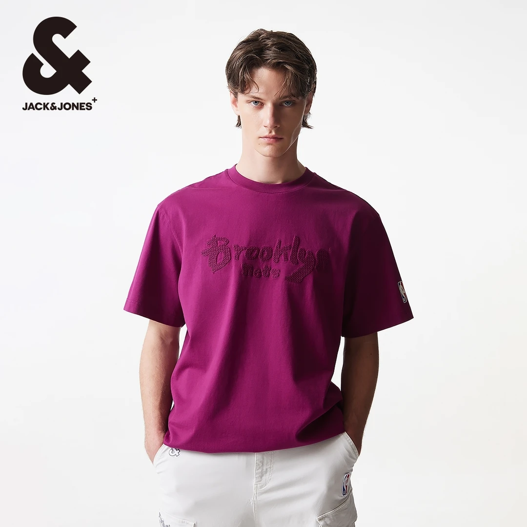 杰克琼斯夏季新款男士美式短袖t恤NBA联名篮网队宽松休闲圆领潮流