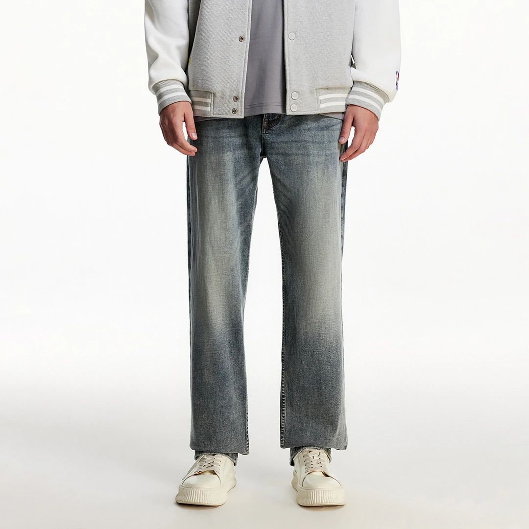 【商场同款】杰克琼斯春季百搭水猫须YKK拉链直筒户外牛仔裤男款