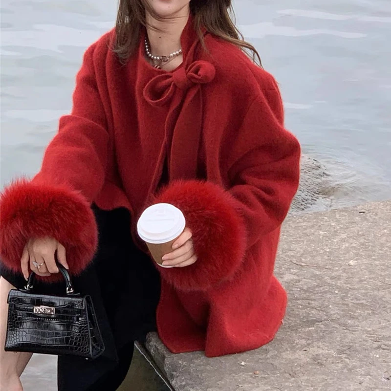 【温暖治愈系】娜娜优选 设计感浣熊绒真毛开衫女氛围感针织毛衣女