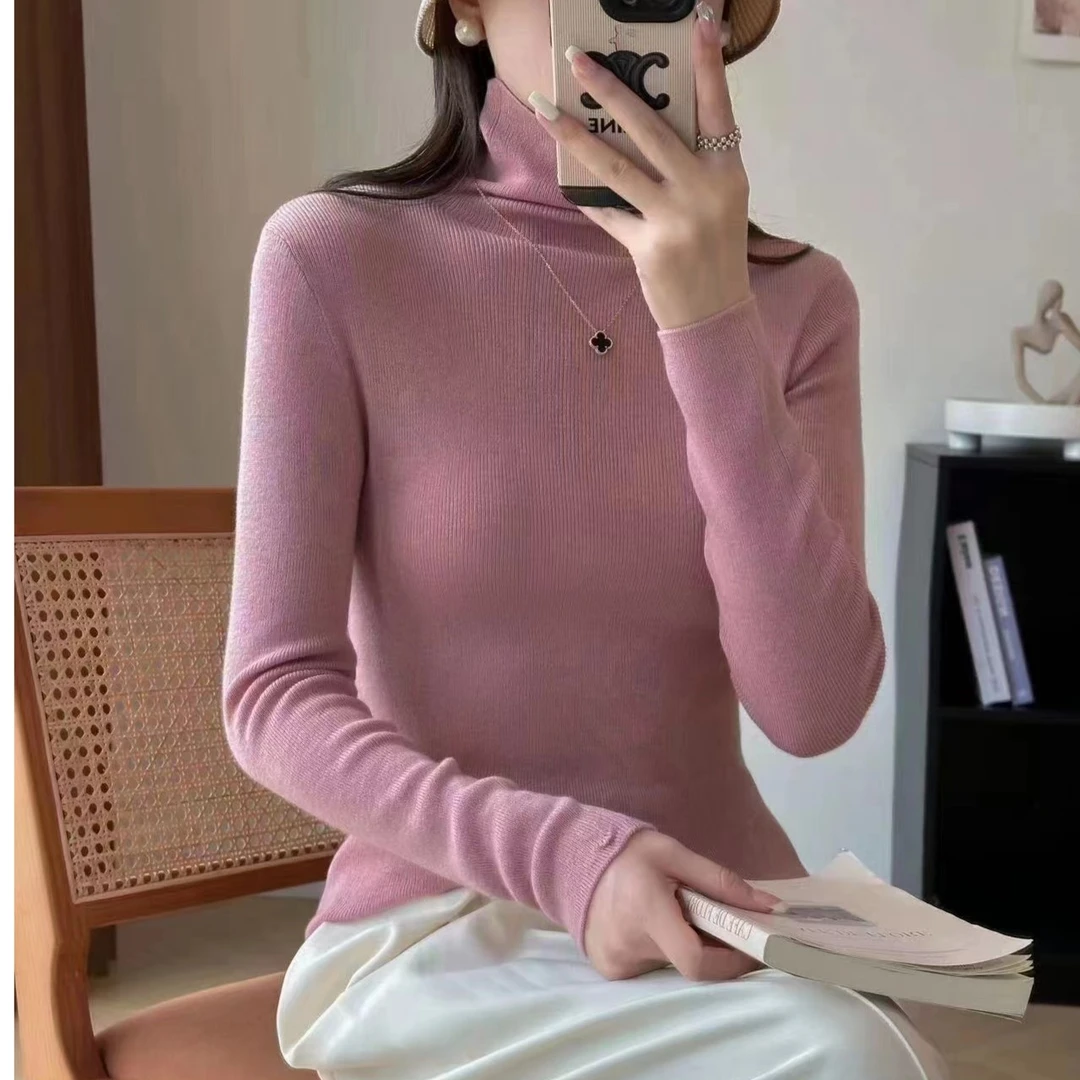 【娜娜优选】-时尚百搭纯色半高领长袖打底衫针织衫M558