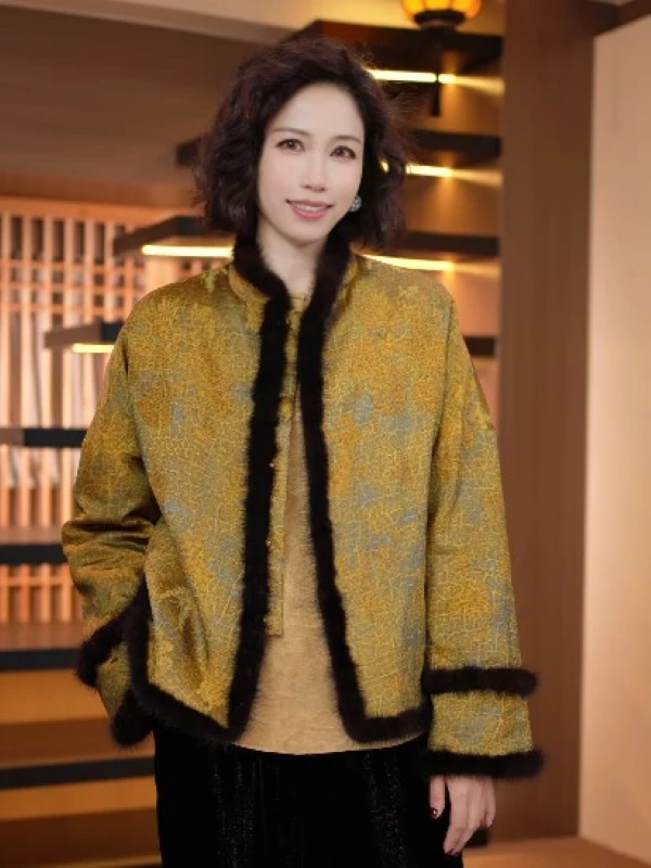 【老罗家】原创真丝棉衣女桑蚕丝新中式棉服加棉宽松对襟气质外套