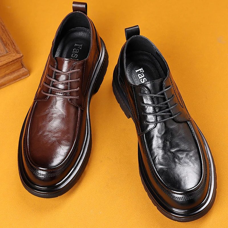 2635皮鞋男款牛皮百搭商务男士正装商务黑色休闲英伦秋季大头男鞋