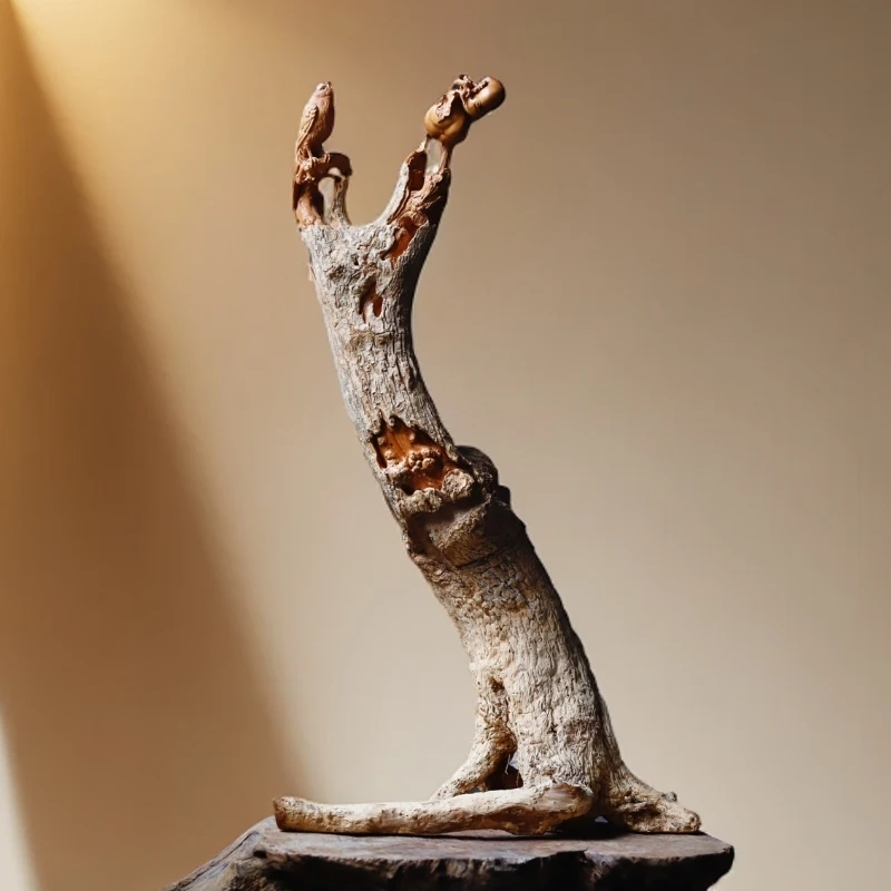 小叶黄杨木创意家居案摆巜喜事连连》木雕镂空雕刻摆件孤品