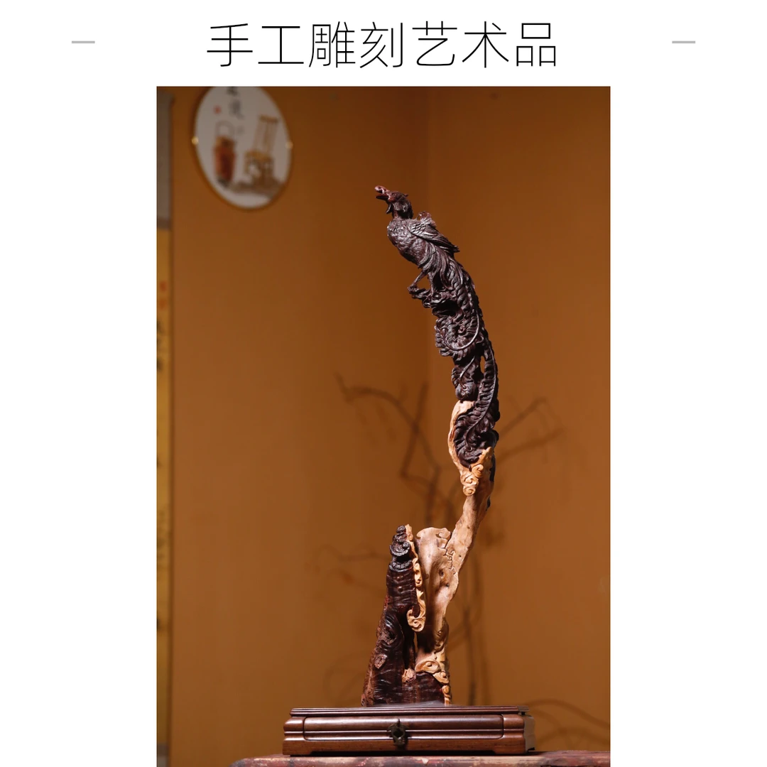 印度小叶紫檀创意摆件香炉《有凤来仪》案上雅物木雕手工整料雕刻