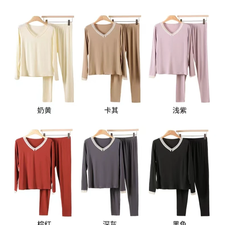 5.0皮肤绒蕾丝保暖套装