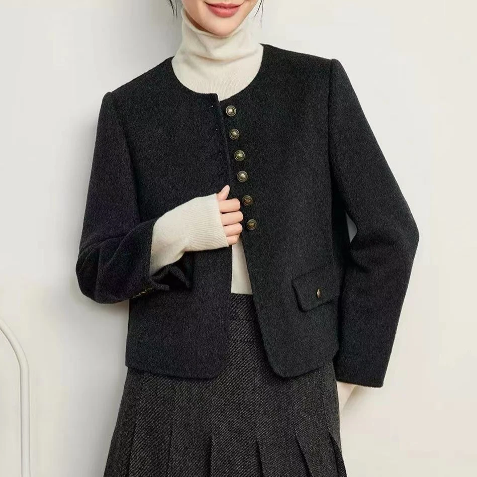 高级感短款双面小香风外套